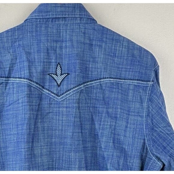 ROCK 47 WRANGLER Western SNAP Front Cotton (XL) Blue Shirt Pocket embroidered - Picture 11 of 14